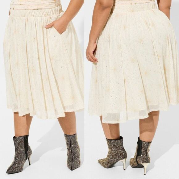 Torrid Midi Mesh A-Line Skirt Bolt Burst Size 12 NWT Celestial - Picture 1 of 5